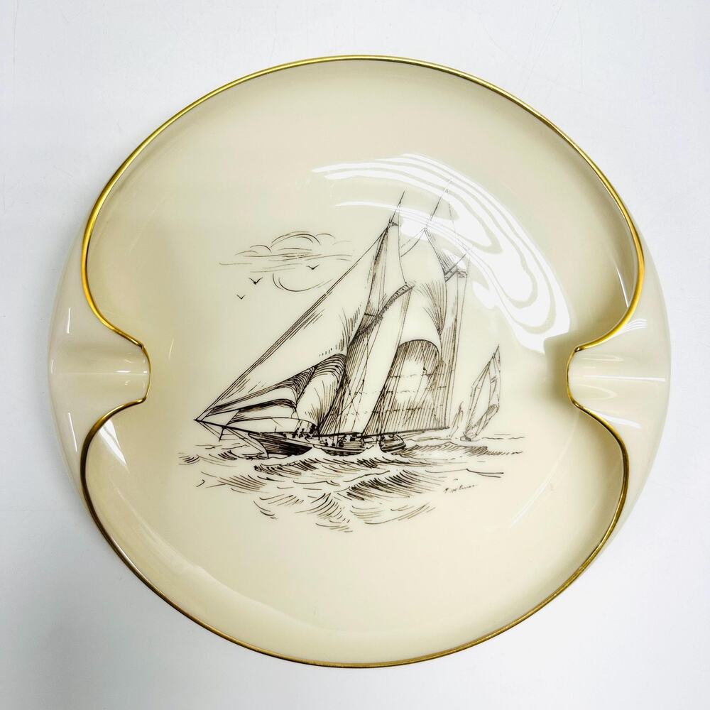 Vintage Lenox Ashtray Schooner Columbia American Cup Defender Made USA